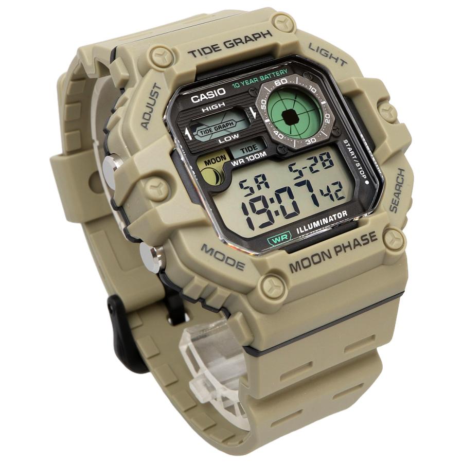 Casio Gráfica de marea, Illuminator, 10 años de batería, Fase Lunar para Hombre – WS-1700H-5AV