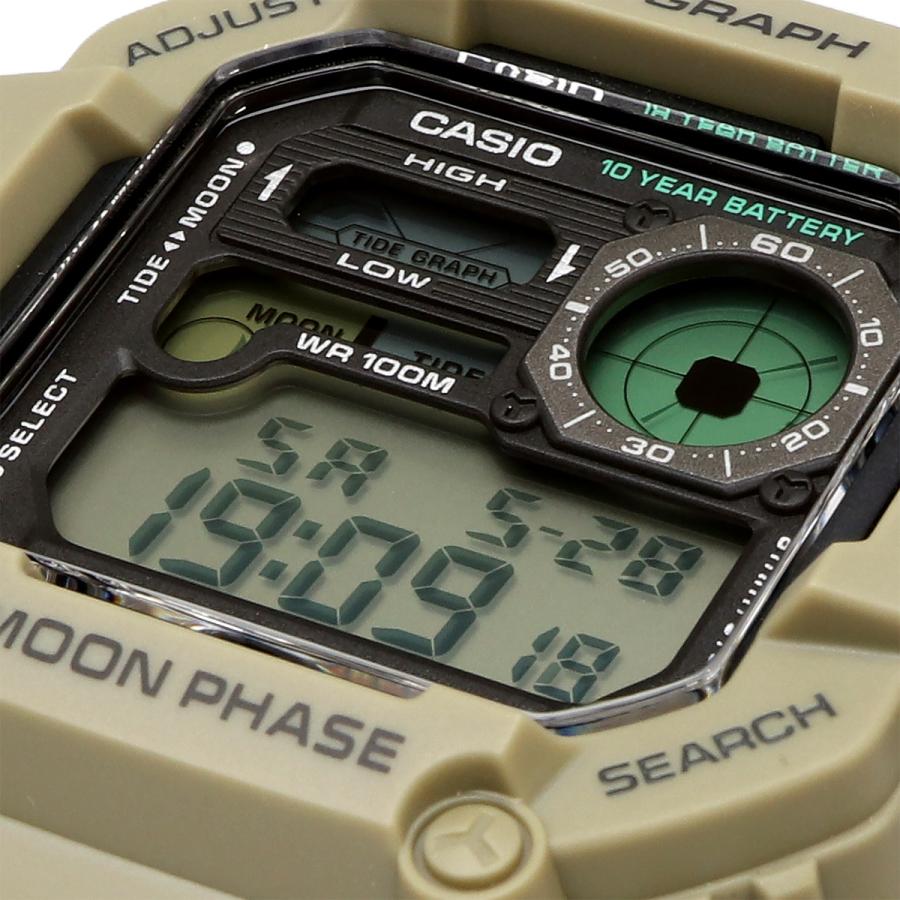 Casio Gráfica de marea, Illuminator, 10 años de batería, Fase Lunar para Hombre – WS-1700H-5AV