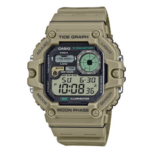Casio Gráfica de marea, Illuminator, 10 años de batería, Fase Lunar para Hombre – WS-1700H-5AV