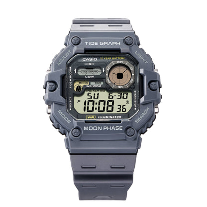 Casio Gráfica de marea, Illuminator, 10 años de batería, Fase Lunar para Hombre – WS-1700H-8AV
