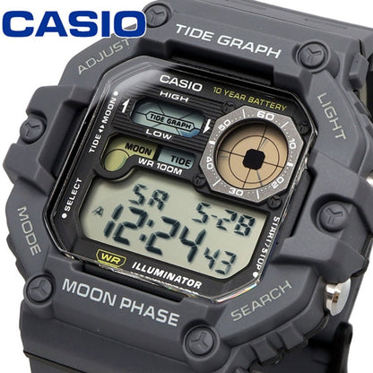 Casio Gráfica de marea, Illuminator, 10 años de batería, Fase Lunar para Hombre – WS-1700H-8AV