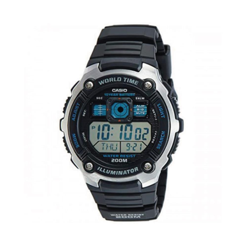 Casio para Hombre, Illuminator Hora Mundial 10 Años de Batería – AE-2000W-1AV