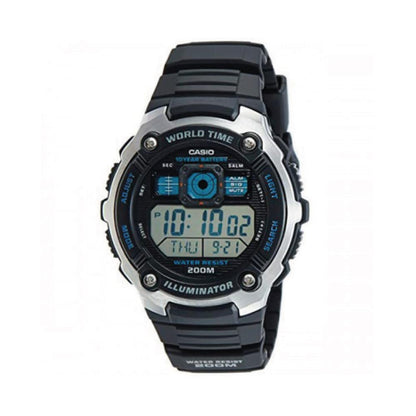 Casio para Hombre, Illuminator Hora Mundial 10 Años de Batería – AE-2000W-1AV