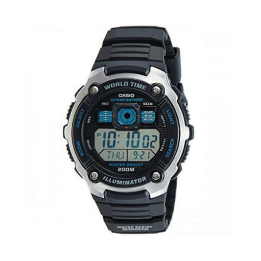 Casio para Hombre, Illuminator Hora Mundial 10 Años de Batería – AE-2000W-1AV