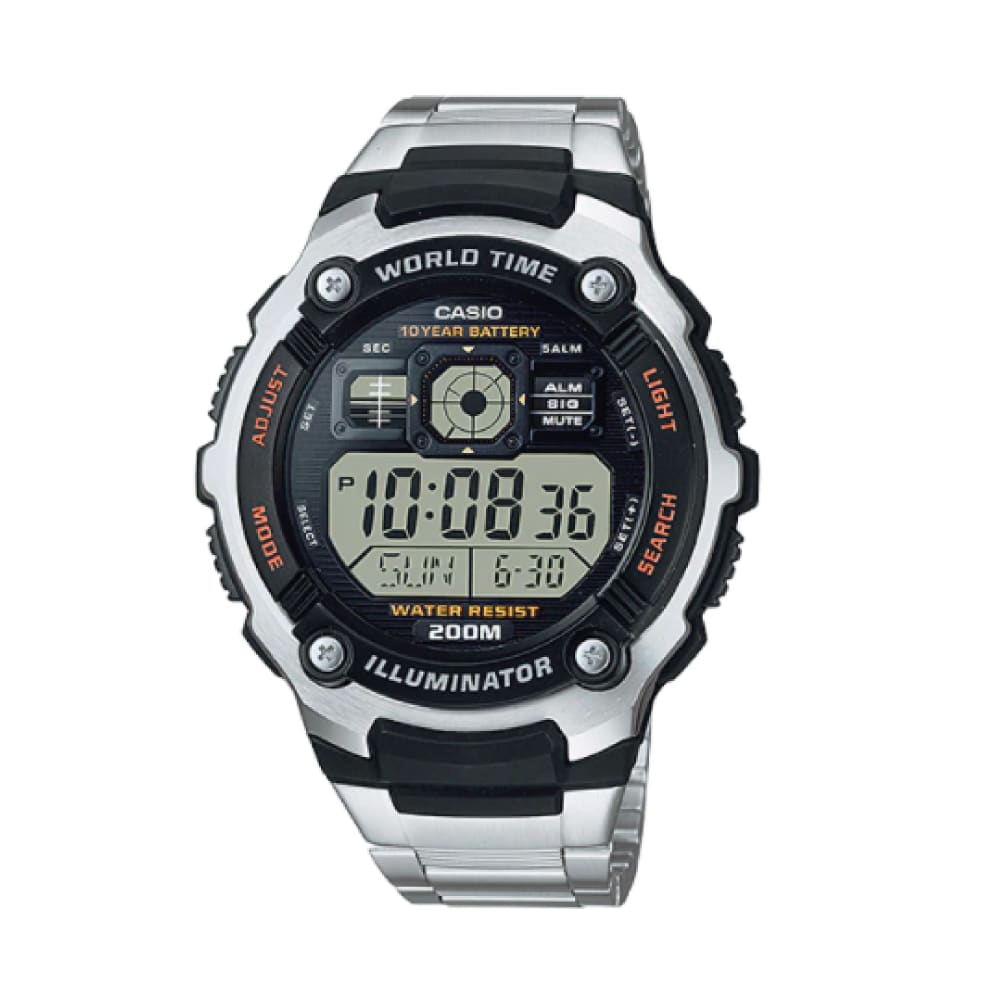 Casio para Caballero, Illuminator Hora Mundial 10 Años de Batería – AE-2000WD-1AV