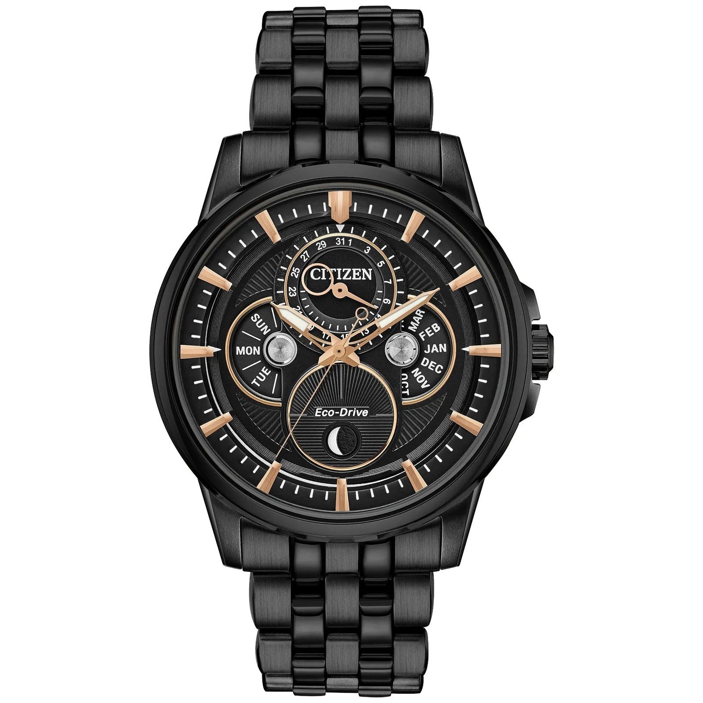 bu0057-54e Reloj Citizen Calendrier Moonphase Eco-drive de hombre pulsera de metal 44 mm