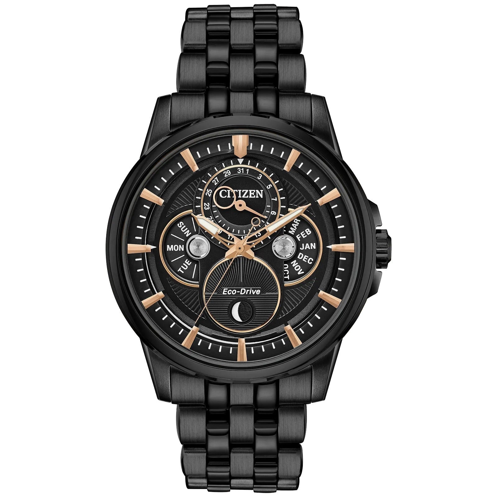 bu0057-54e Reloj Citizen Calendrier Moonphase Eco-drive de hombre pulsera de metal 44 mm