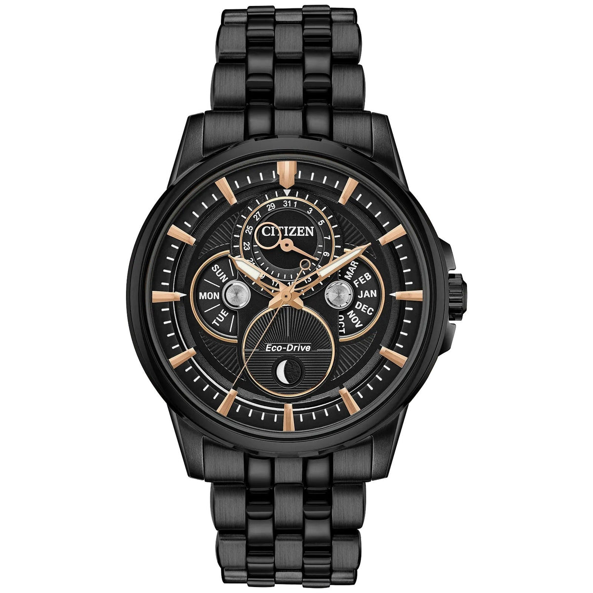 bu0057-54e Citizen Calendrier Moonphase Eco-drive de hombre pulsera de metal 44 mm