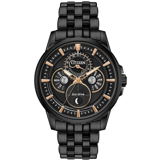 bu0057-54e Citizen Calendrier Moonphase Eco-drive de hombre pulsera de metal 44 mm