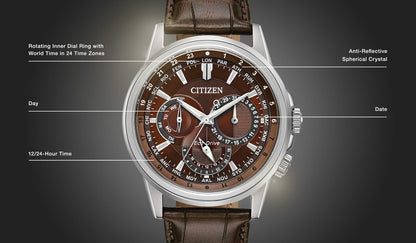 bu2020-29x Citizen Calendrier de hombre pulsera de piel 44 mm Eco-drive