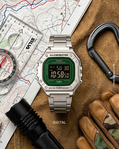 Casio unisex correa de metal digital – W-218HD-3AV