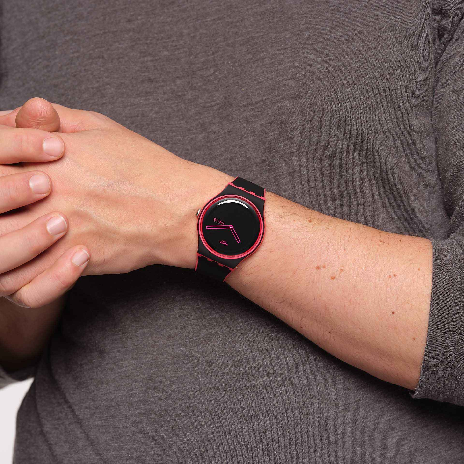 Swatch Minimal Line Pink unisex banda de caucho – SO29P700